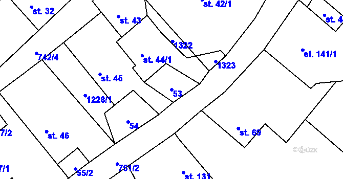 Parcela st. 53 v KÚ Bezděkov u Klatov, Katastrální mapa