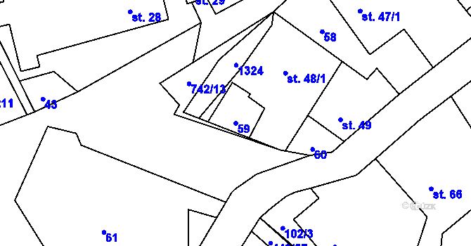 Parcela st. 59 v KÚ Bezděkov u Klatov, Katastrální mapa