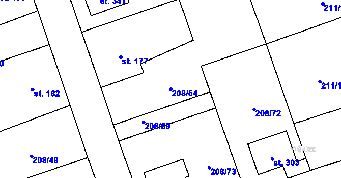Parcela st. 208/54 v KÚ Bezděkov u Klatov, Katastrální mapa