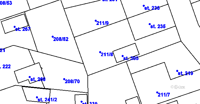 Parcela st. 211/8 v KÚ Bezděkov u Klatov, Katastrální mapa