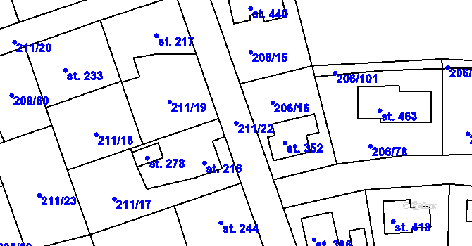 Parcela st. 211/22 v KÚ Bezděkov u Klatov, Katastrální mapa