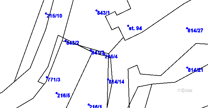 Parcela st. 216/4 v KÚ Bezděkov u Klatov, Katastrální mapa