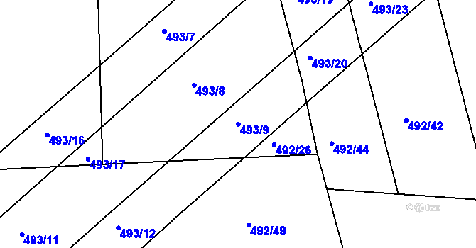 Parcela st. 493/9 v KÚ Bezděkov u Klatov, Katastrální mapa