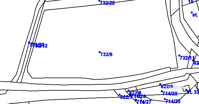 Parcela st. 732/9 v KÚ Bezděkov u Klatov, Katastrální mapa