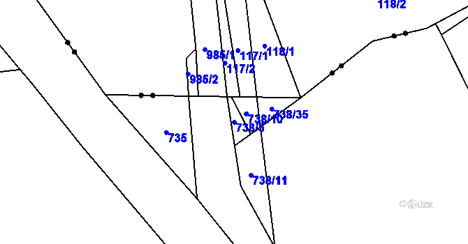 Parcela st. 738/5 v KÚ Bezděkov u Klatov, Katastrální mapa