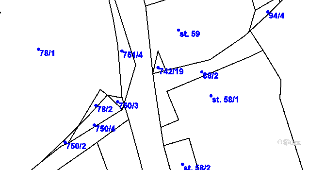 Parcela st. 742/6 v KÚ Bezděkov u Klatov, Katastrální mapa