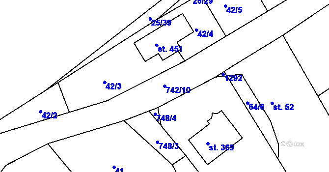 Parcela st. 742/10 v KÚ Bezděkov u Klatov, Katastrální mapa