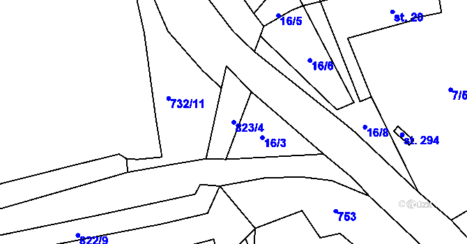 Parcela st. 823/4 v KÚ Bezděkov u Klatov, Katastrální mapa