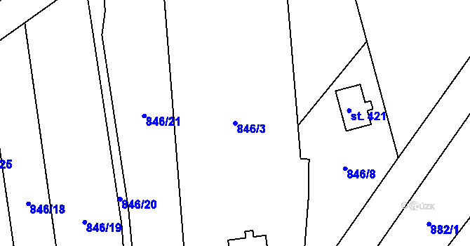 Parcela st. 846/3 v KÚ Bezděkov u Klatov, Katastrální mapa