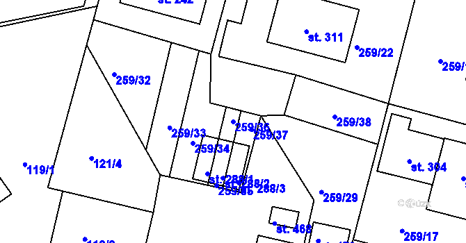 Parcela st. 259/36 v KÚ Bezděkov u Klatov, Katastrální mapa