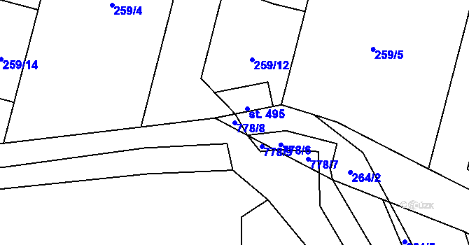 Parcela st. 778/8 v KÚ Bezděkov u Klatov, Katastrální mapa