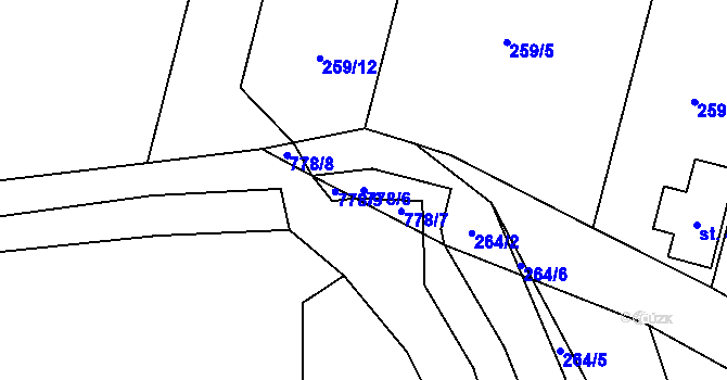 Parcela st. 778/6 v KÚ Bezděkov u Klatov, Katastrální mapa
