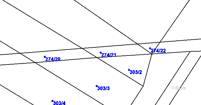 Parcela st. 274/21 v KÚ Bezděkov u Klatov, Katastrální mapa