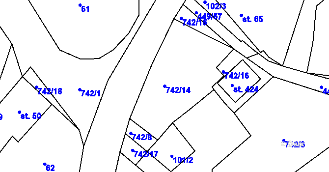 Parcela st. 742/14 v KÚ Bezděkov u Klatov, Katastrální mapa