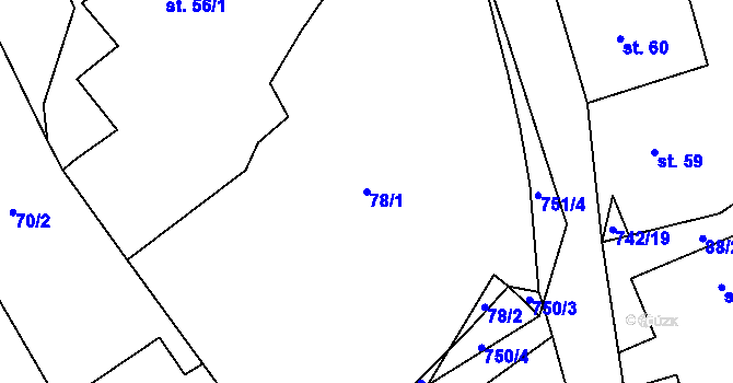 Parcela st. 78/1 v KÚ Bezděkov u Klatov, Katastrální mapa