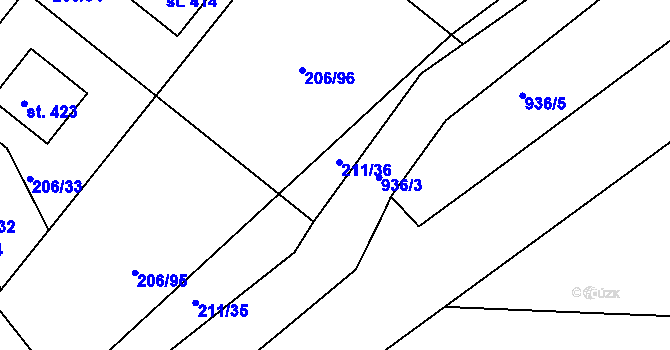 Parcela st. 211/36 v KÚ Bezděkov u Klatov, Katastrální mapa