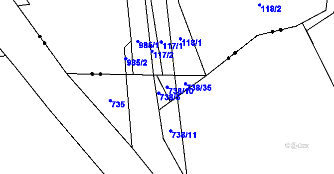 Parcela st. 738/10 v KÚ Bezděkov u Klatov, Katastrální mapa