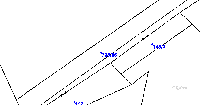 Parcela st. 738/16 v KÚ Bezděkov u Klatov, Katastrální mapa