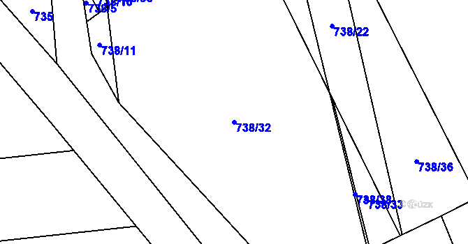 Parcela st. 738/32 v KÚ Bezděkov u Klatov, Katastrální mapa