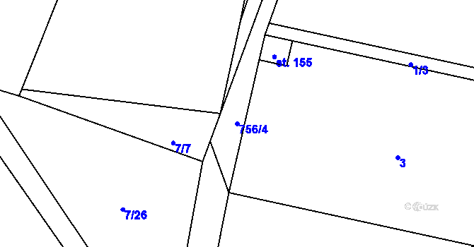 Parcela st. 756/4 v KÚ Bezděkov u Klatov, Katastrální mapa