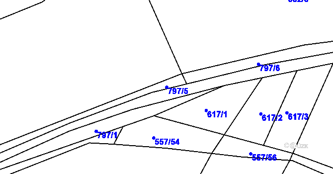 Parcela st. 797/5 v KÚ Bezděkov u Klatov, Katastrální mapa