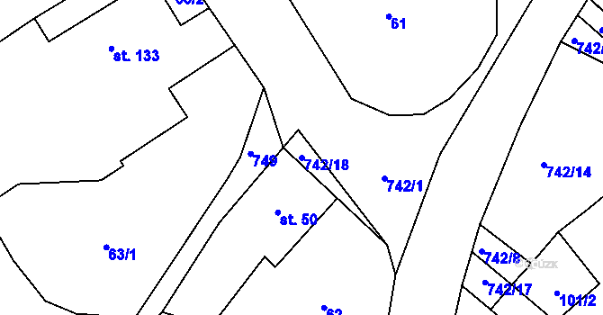 Parcela st. 742/18 v KÚ Bezděkov u Klatov, Katastrální mapa