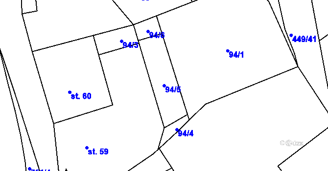 Parcela st. 94/5 v KÚ Bezděkov u Klatov, Katastrální mapa
