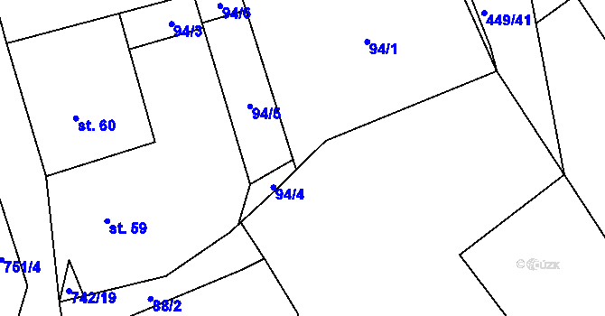 Parcela st. 94/7 v KÚ Bezděkov u Klatov, Katastrální mapa