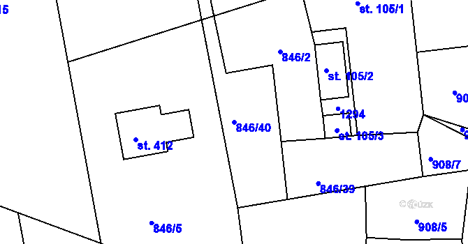 Parcela st. 846/40 v KÚ Bezděkov u Klatov, Katastrální mapa