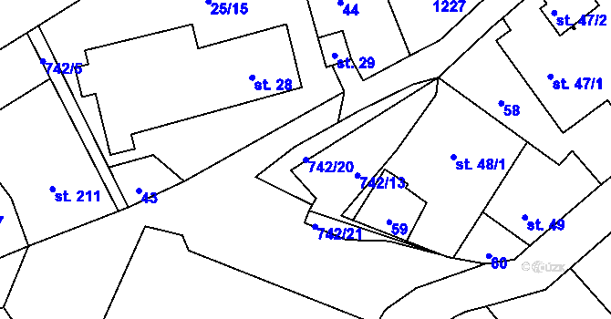 Parcela st. 742/20 v KÚ Bezděkov u Klatov, Katastrální mapa