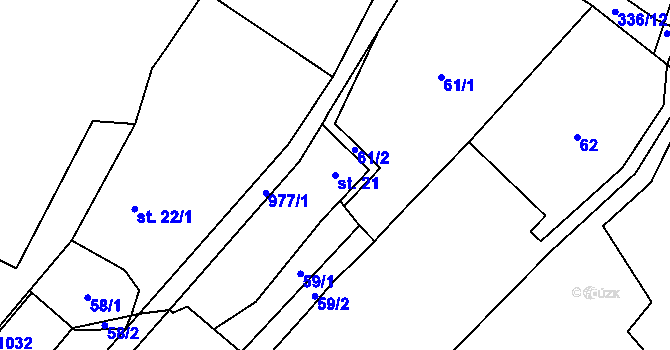 Parcela st. 21 v KÚ Koryta u Bezděkova, Katastrální mapa
