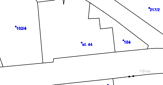 Parcela st. 44 v KÚ Koryta u Bezděkova, Katastrální mapa