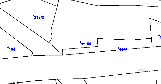 Parcela st. 55 v KÚ Koryta u Bezděkova, Katastrální mapa