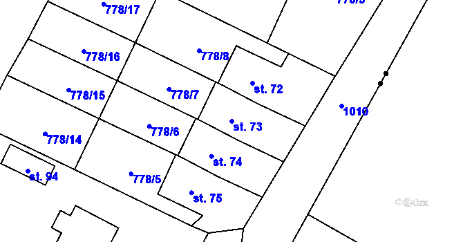 Parcela st. 73 v KÚ Koryta u Bezděkova, Katastrální mapa