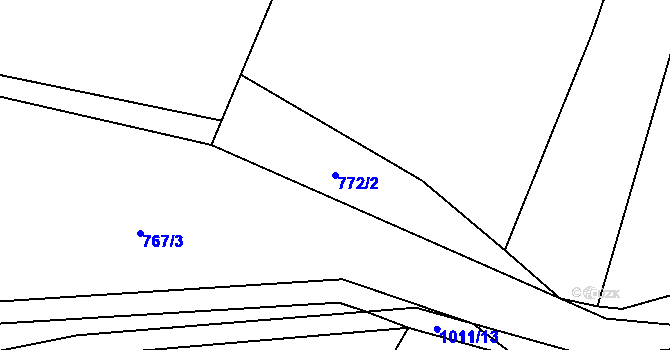 Parcela st. 772/2 v KÚ Koryta u Bezděkova, Katastrální mapa
