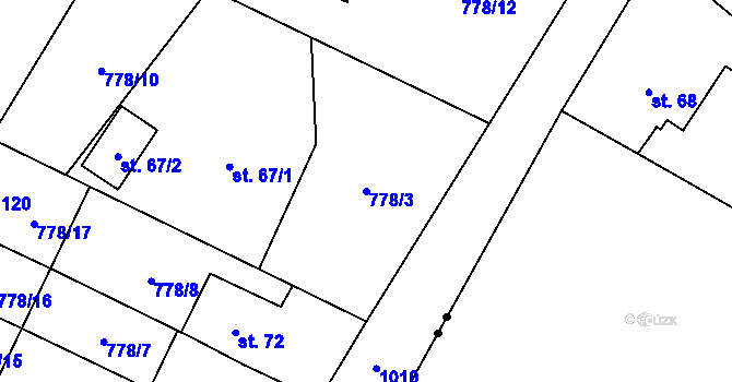 Parcela st. 778/3 v KÚ Koryta u Bezděkova, Katastrální mapa
