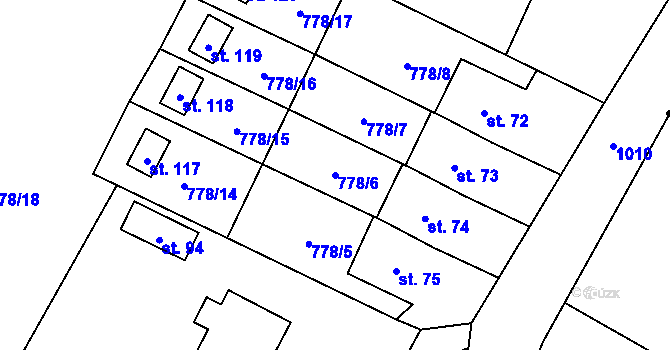 Parcela st. 778/6 v KÚ Koryta u Bezděkova, Katastrální mapa