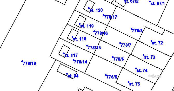 Parcela st. 778/15 v KÚ Koryta u Bezděkova, Katastrální mapa