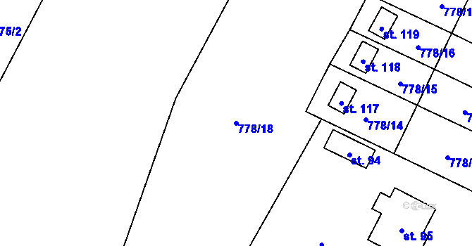 Parcela st. 778/18 v KÚ Koryta u Bezděkova, Katastrální mapa