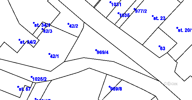Parcela st. 969/4 v KÚ Koryta u Bezděkova, Katastrální mapa