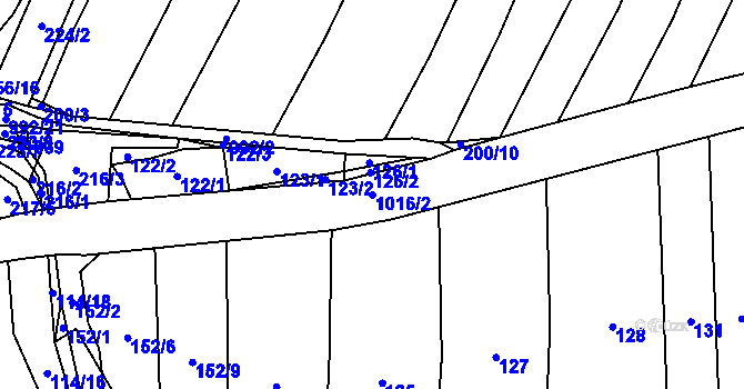 Parcela st. 1016/2 v KÚ Koryta u Bezděkova, Katastrální mapa