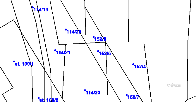 Parcela st. 152/5 v KÚ Koryta u Bezděkova, Katastrální mapa