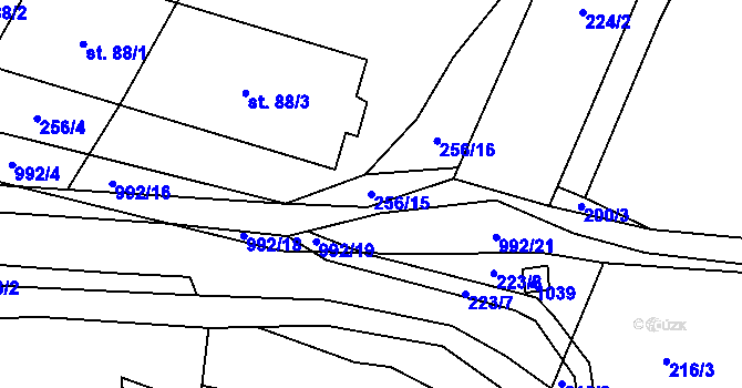 Parcela st. 256/15 v KÚ Koryta u Bezděkova, Katastrální mapa