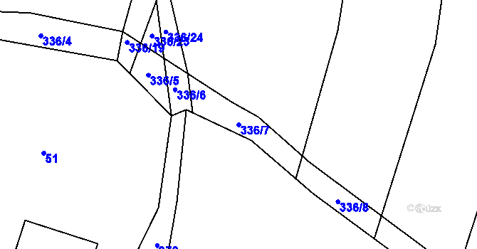 Parcela st. 336/7 v KÚ Koryta u Bezděkova, Katastrální mapa