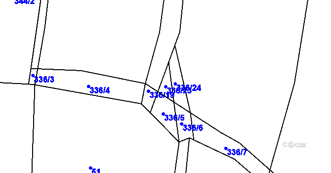 Parcela st. 336/23 v KÚ Koryta u Bezděkova, Katastrální mapa
