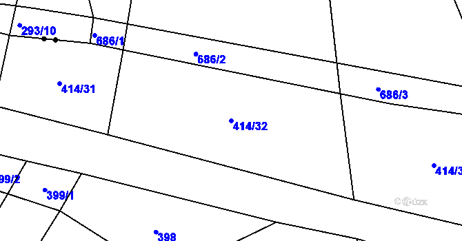 Parcela st. 414/32 v KÚ Koryta u Bezděkova, Katastrální mapa