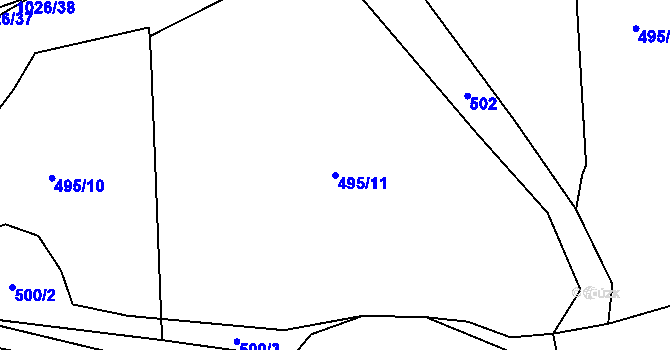 Parcela st. 495/11 v KÚ Koryta u Bezděkova, Katastrální mapa