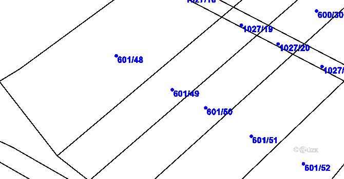 Parcela st. 601/49 v KÚ Koryta u Bezděkova, Katastrální mapa