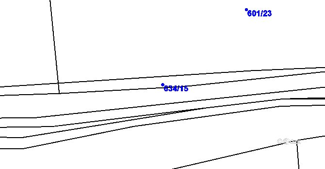 Parcela st. 634/15 v KÚ Koryta u Bezděkova, Katastrální mapa