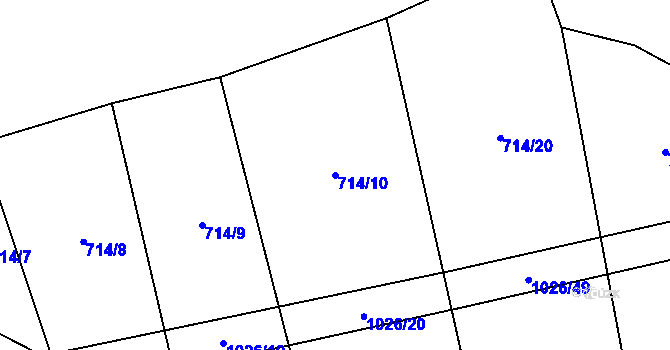 Parcela st. 714/10 v KÚ Koryta u Bezděkova, Katastrální mapa